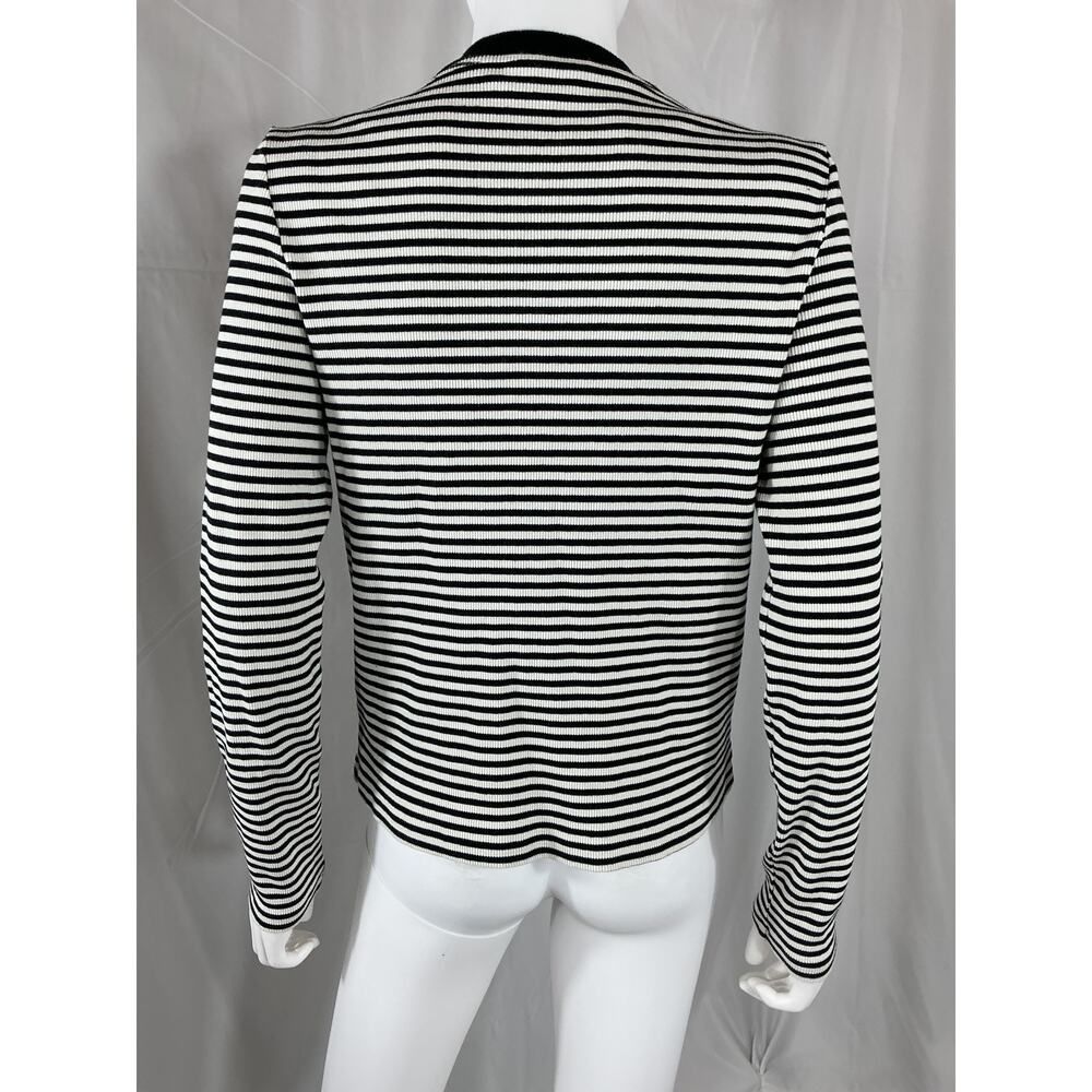 Anine Bing Black and White Striped Long Sleeve Henley Tee - Picture 3 of 4
